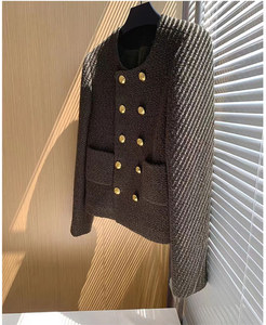 Vestes courtes en tweed épais d'hiver pour femmes-Cardigans à boutons-Mode élégante-Blazer court avec courbes-Manteaux pour femmes - Product Image 3
