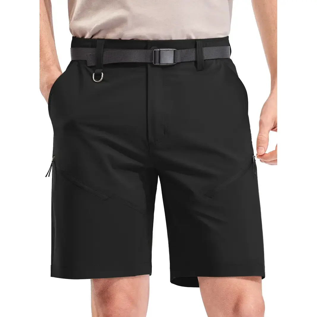 Shorts de nylon para homens, design durável para o ar livre com cinto e vários bolsos, de secagem rápida