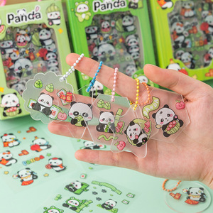 Set de Pegatinas Acrílicas de Panda en Caja de Regalo, Recompensas para Niños y Estudiantes, PVC Duradero con Laminado Brillante - Product Image 1