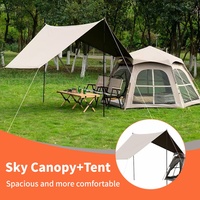 Tente de réunion familiale portable Oxford imperméable à ouverture rapide, adaptée aux enfants, toutes saisons, 2 chambres, 1 séjour, protection solaire