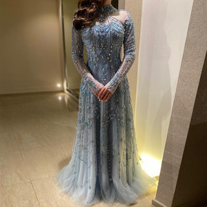 Sharon ha detto SS587 abito <span class=keywords><strong>da</strong></span> sera di lusso blu a <span class=keywords><strong>maniche</strong></span> <span class=keywords><strong>lunghe</strong></span> a collo alto Dubai donna festa di nozze arabe <span class=keywords><strong>abiti</strong></span> formali musulmani - Product Image 1