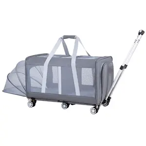 Airline Approved Rolling Portable Foldable Designed Soft-sided For Dogs And Cats Travel Pet Trolley Carrier With Wheels
