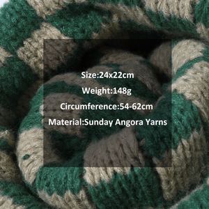 Bonnet en tricot d'automne-hiver en angora personnalisé à carreaux, vente en gros - Product Image 2