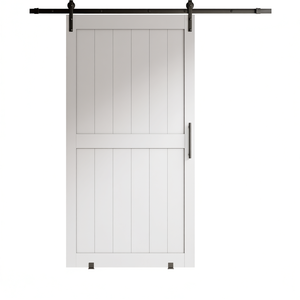 Porte coulissante blanche de style ferme en bois massif 36 x 84 x 3 avec poignée et kit de quincaillerie - Product Image 1