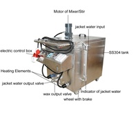 Cuve de fusion de cire électrique carrée Yide 200L en acier inoxydable avec contrôle numérique de la température 10-120°C et moteur d'agitation pour bougies