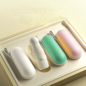 5 Fold Compact Capsule Custom Logo UV Rain Protection Sunshade Small Portable Umbrella Mini Umbrella Pocket with case