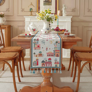 Décoration de fête - Drapeau de table du Festival de la Lune du Moyen-Orient - Couleur - Jacquard tissé - Lanterne étoile - Pompon de chameau - Château - Drapeau de table en polyester - Product Image 3
