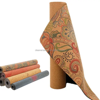 Tappetino Antiscivolo in Sughero e Gomma Naturale con Design a Linee Posturali, Tinta Unita, Qualità Professionale per Esercizi e Yoga