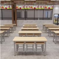 Mobilier scolaire, table rectangulaire en acier et bois avec tabourets suspendus, économique, convient à plusieurs personnes