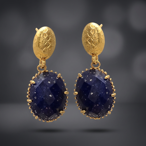 Handmade Brass Gemstone <b>Earrings</b> Rhodium Plated Boho Ethnic Fashion Unisex - Product Image 4