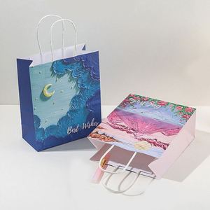 Customizable Black Kraft Paper Luxury Handmade Oil Painting Tote Bags for Exhibition Supermarket Gift Giving - Product Image 2