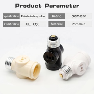 Portalámparas E26 con dos enchufes de 1-15R e interruptor de cremallera, hecho de baquelita, <span class=keywords><strong>Boca</strong></span> de aluminio y cobre - Product Image 4