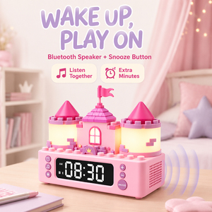 Reloj Despertador Digital de Escritorio con Luz, Regalo para Niños, Altavoz BT para <span class=keywords><strong>Dormir</strong></span> Bebés, Estilo Bloques de Construcción, Personalizable - Product Image 2