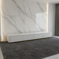 Meuble TV et Table Basse en Pierre Frittée Style Italien – Combinaison Luxe Moderne pour Salon avec Rangement Long au Sol