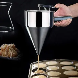 Bakest Mirco-Pak Handheld Dispenser Pancake Batter Dispenser Piston Funnel Stainless Steel Large For Candle