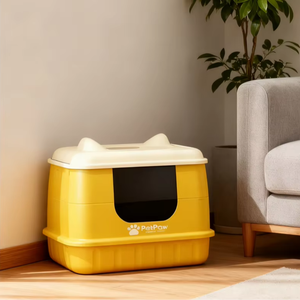 Large Capacity Enclosed <strong>Plastic</strong> Automatic <strong>Cat</strong> Litter <strong>Box</strong> 65L Inner Space Eco-Friendly Odor Control Easy Cleaning Accessory - Product Image 1