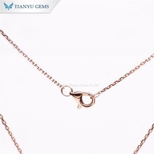 Tianyu zafiro Rosa 6x13mm joyería de lujo personalizada 10K 14K 18K Ajuste de bisel de oro Real collares de cadena encantadores para mujeres - Product Image 4