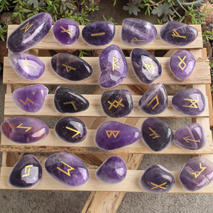 Набор натуральных кристаллов-рун, 25 шт., кварц, агат, кристаллы для ритуалов, рейки, исцеления, энергетические руны, резные изделия из кристаллов - Product Image 2