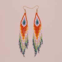 Boucles d'oreilles longues en perles de rocaille, style bohème, faites à la main, colorées, pendantes, accessoires bohèmes, bijoux d'été, cadeau