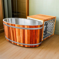 Baignoire Spa Autoportante Moderne en Bois avec Refroidisseur pour Villas et Hôtels