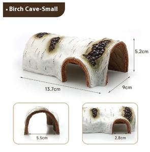 Reptiel Terrarium <span class=keywords><strong>Aquarium</strong></span> Decor Hars Vishuid Huis Met Schors Simulatie Berkenhouten Boog En Huisdiervriendelijk Ontwerp - Product Image 6