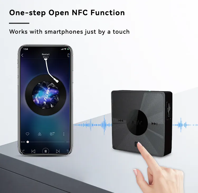 Receptor Bluetooth Adaptador de Áudio Sem Fio Função NFC para Música HD Sistema de Som Estéreo Receptor de Música