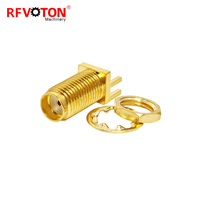 Suministro de fábrica SMA hembra Jack Pcb 1,2mm borde 6,4*6,4mm Rf Coaxial extremo lanzamiento latón Jack receptáculo conector en Stock Rohs