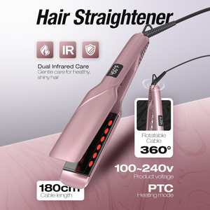 Plancha <span class=keywords><strong>de</strong></span> <span class=keywords><strong>Pelo</strong></span> Infrarroja Doble SMET, Placa Grande <span class=keywords><strong>de</strong></span> 100*45mm, Antiencrespamiento, Temperatura Constante, Plancha <span class=keywords><strong>de</strong></span> <span class=keywords><strong>Pelo</strong></span> Profesional - Product Image 2