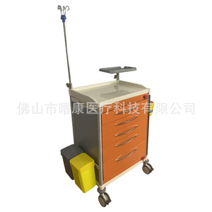 Chariot d'urgence Yao Kang YK-ET007 Orange en ABS, chariot de soins multifonctionnel avec support pour perfusion et 4 roues pivotantes - Product Image 4