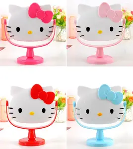 YUE Cermin Rias Wajah Kucing Kartun Baru Penjualan Terbaik Cermin Putar Kepala Kucing Desktop Lucu Saku Kucing Lucu