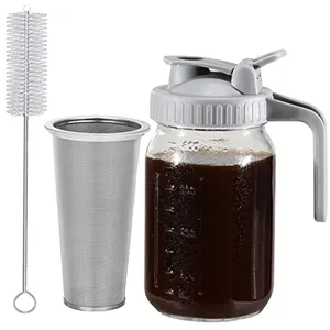 Nueva llegada cafetera de elaboración en frío 64oz cafetera helada cafetera de té con filtro de malla de acero inoxidable reutilizable fácil de limpiar