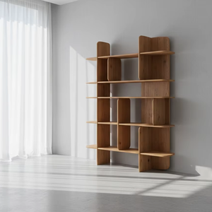 Étagère murale Luna en bois massif, style ferme et hôtel, avec rangement, multifonctionnelle, design moderne pour salon, texture bois naturel - Product Image 5