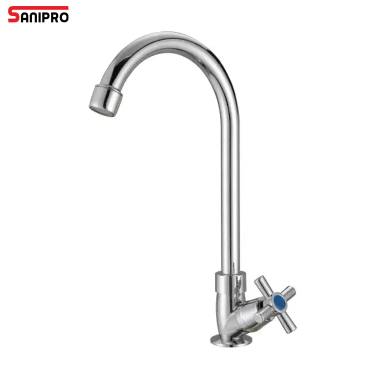 SANIPRO Chinese Factory High Quality Deck Mounted ABS Electroplate Kitchen Plastic Faucet, Single Handle Tap for Sink