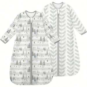 Long Sleeve Quilted Sleep Sack Organic Cotton 2-Way Zipper <b>Wearable</b> <b>Blanket</b> - Product Image 1