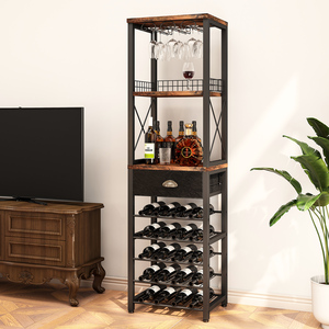 Mobile Bar da Soggiorno con Cassetti Portabottiglie e Portabicchieri, Cantinetta a 4 Ripiani Autoportante - Product Image 1