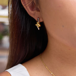 J & D Design originale classico orecchino con nodo 18k placcatura oro acciaio inox due tonalità cuore nodo orecchino - Product Image 2