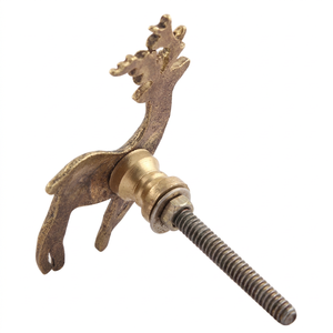Tirador de cajón de metal AK Brass Deer con acabado dorado antiguo, tirador estándar para muebles de cocina y hogar, herrajes decorativos de lujo. - Product Image 5