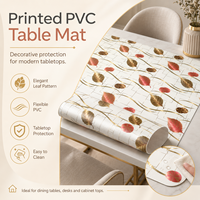 Nappe de table décorative en vinyle imprimé floral, tapis de table en PVC résistant à l'usure, facile à découper pour table à manger et bureau