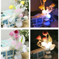 Veilleuse LED Enchantée Design Vase, Lampe de Chevet Branchement ABS avec Contrôle de la Lumière pour Chambre