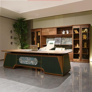 Bureau de direction moderne haut de gamme en bois massif avec armoire de rangement à verrouillage par empreinte digitale en noyer noir d'Amérique du Nord pour bureau de thé - Product Image 1