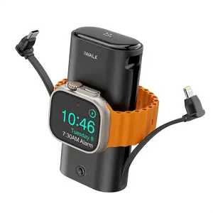 IWALK LinkPod W2 10000mAh Large Capacity 30W PD Fast Charging Power Bank With Built-in 2 Cables Portable Watch Charger