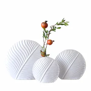 Горячая Распродажа, нордическая Минималистичная декоративная керамическая ваза с листьями и цветами, декоративные поделки