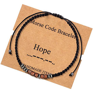 Pulseras <span class=keywords><strong>de</strong></span> código Morse <span class=keywords><strong>para</strong></span> adolescentes, regalos inspiradores, <span class=keywords><strong>amistad</strong></span>, delicada, ajustable, envoltura <span class=keywords><strong>de</strong></span> cuentas - Product Image 4