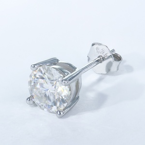 0.5CT & 1CT & 2CT Moissanite Diamond Round Cut Stud <b>Earrings</b> 925 Sterling Silver for Women - Product Image 3