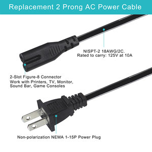 NEMA 1-15P To IEC C7 Power Cord -Flat Plug To Figure-8 Connector Cable <strong>for</strong> Laptop, DVD Player, <strong>Game</strong> Console, Small Appliances - Product Image 4