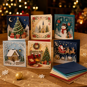 Cartes de vœux de Noël 3D Pop-up à thème de contes de fées, design original ZS-PC0246, 6 styles variés, impression numérique sur papier, vente en gros - Product Image 2