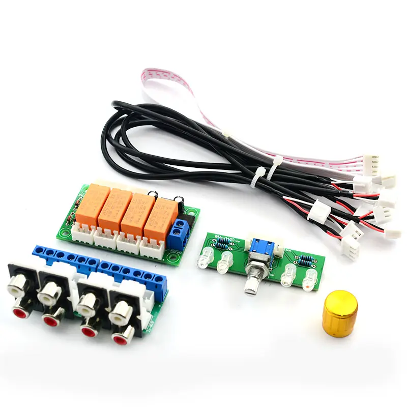 Relay 4-way Audio Input Signal Selector Switching RCA Audio Input Selection Board of Rotary switching for Amplifiers