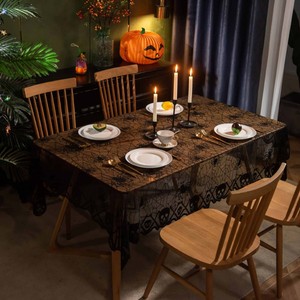 Halloween <b>Tablecloth</b> 137x182 Cm Spider Web Skull Design Polyester <b>Rectangle</b> Novelty Table Decoration - Product Image 1