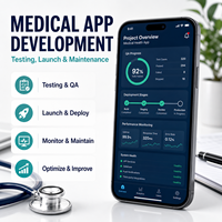 Logiciel de développement d'applications mobiles pour le secteur de la santé, solution d'application médicale personnalisée, réservation de patients, support en télémédecine, stock disponible