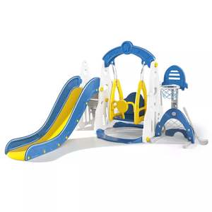 Vente flash Aire de jeux pour enfants 6 en 1 combinée <span class=keywords><strong>avec</strong></span> balançoire et <span class=keywords><strong>piscine</strong></span> à balles de basket-ball Glissade en plastique pour bébé d'intérieur pour enfants - Product Image 2